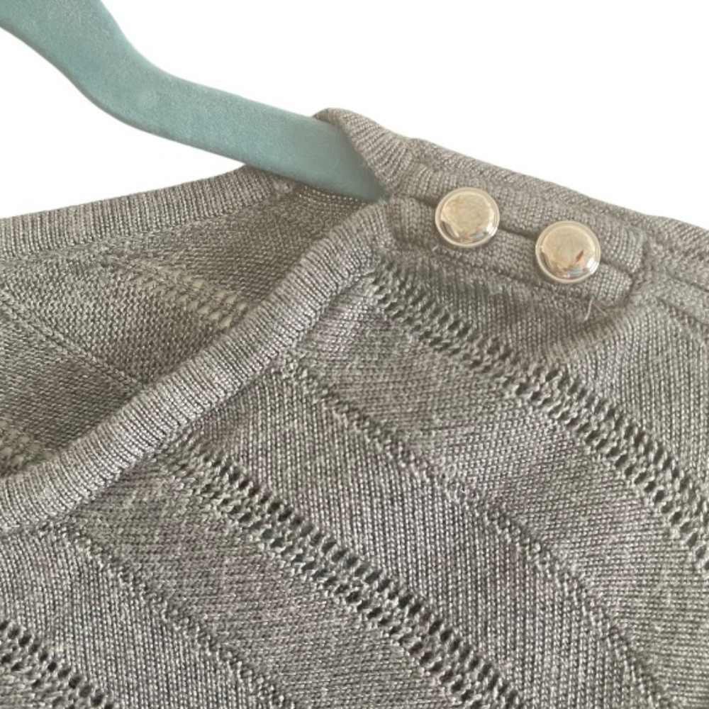 #16 White House Black Market Sparkly Silver-Gray Batwing Sleeve Handkerchief Top - Picture 6 of 9
